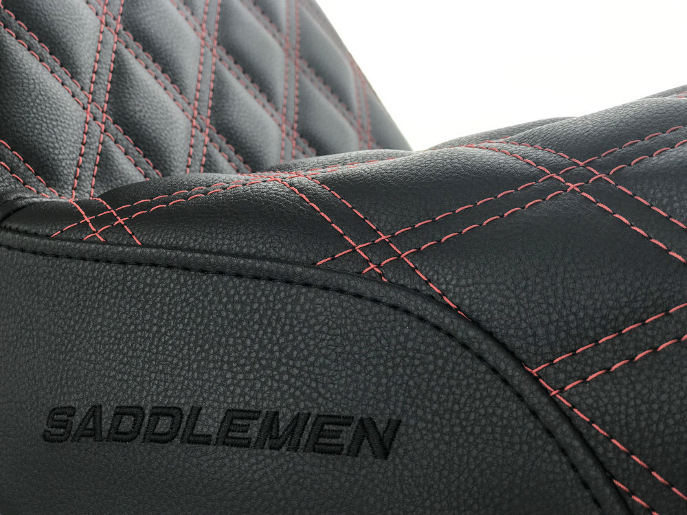 Saddlemen SAD-806-04-172RD Step-Up LS Dual Seat w/Red Double Diamond  Lattice Stitch for Dyna 06-17