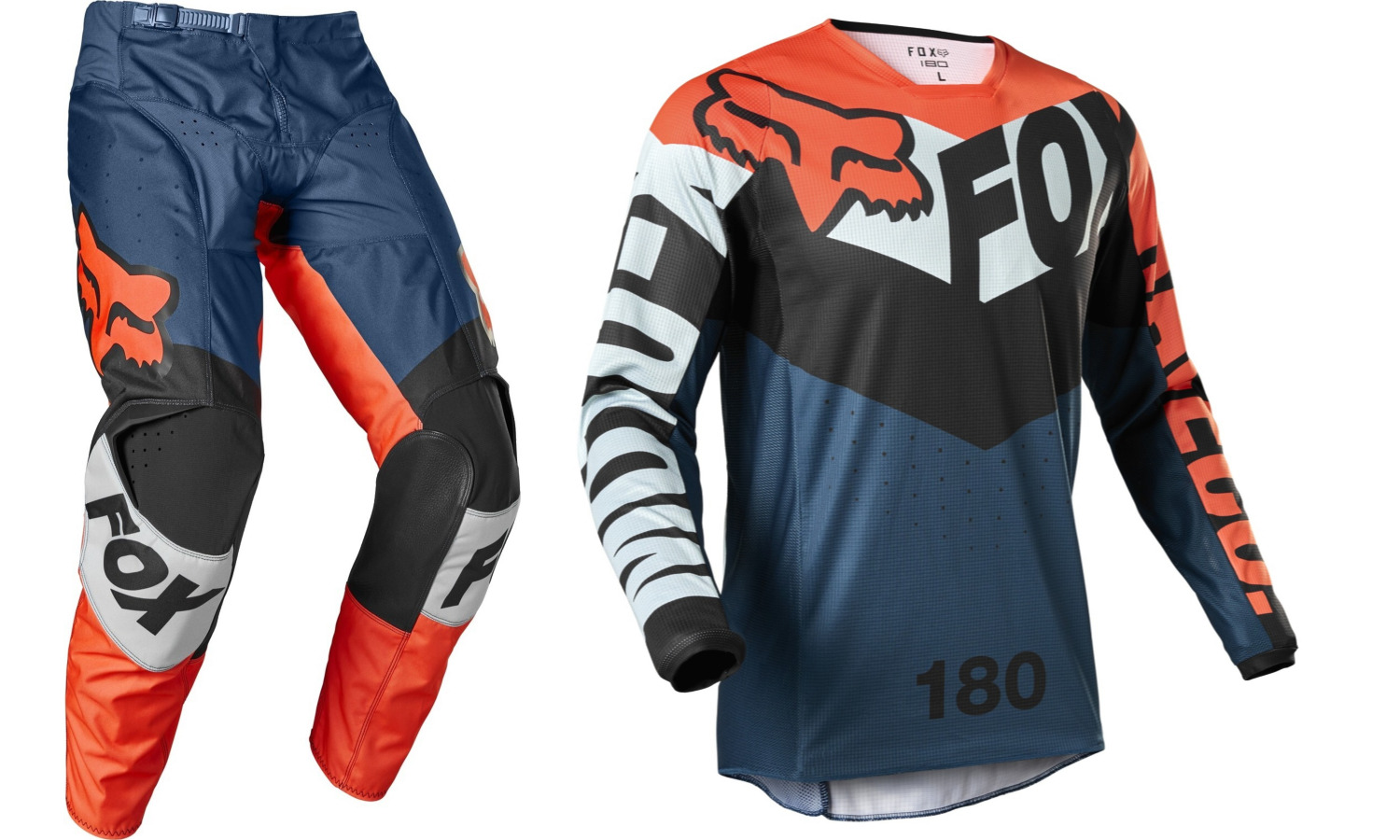 Fox 180 Trice Grey/Orange Gear Set - Fox Racing