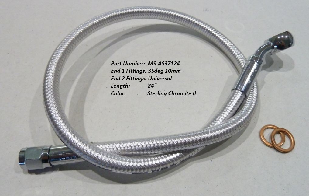 Stainless Braided Universal 24/" Brake Line with AN-3 ends Harley-Davidson