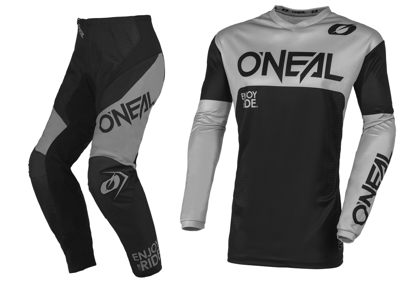 Oneal 2023 Element Racewear V.23 Black/Grey Youth Gear Set - O'Neal