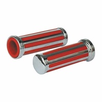 Twin Power 04-0185 Grip Pair Red Rail Style suit 1" Bar (No Sleeve)
