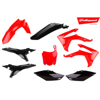 Polisport 75-908-32 MX Plastics Kit Red/Black for Honda CRF250 14-17/CRF450 13-16
