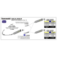Arrow 71739AK Street Thunder Aluminium Slip-On Mufflers w/Carbon End Cap for Kawasaki Ninja 250 R 09-12