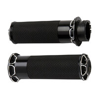 Arlen Ness AN-07-329 Beveled Fusion Handgrips Black for most Big Twin 08-Up w/Throttle-By-Wire