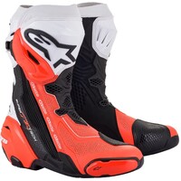 Alpinestars Supertech R V2 Vented Boots Black/White/Fluro Red