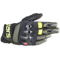 Alpinestars Halo Forest Green/Black/Fluro Yellow Leather Gloves