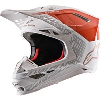 Alpinestars Supertech M8 Triple Helmet Matte & Gloss Fluro Orange/White/Gold