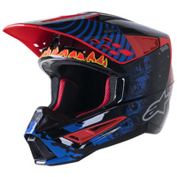 Alpinestars 2023 SM5 Solar Flare Gloss Black/Blue/Fluro Red Helmet 