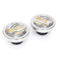 RSS BAI-03-0301G Live-to-Ride Screw-In Fuel Caps Gold Chrome for H-D 82-95
