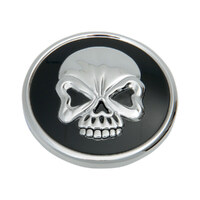 RSS BAI-T03-0348GBC-A Right Hand Vented Skull Screw-In Fuel Cap Chrome Black for H-D 96-Up