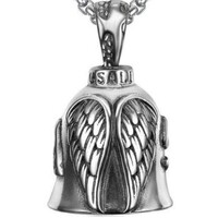 Twin Power Guardian Bell Silver w/Silver Angel Wings