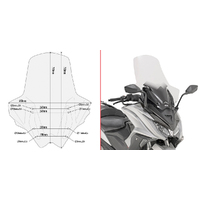 Givi D6110ST Clear Windshield w/Hand Guards 70 x 66 cm for Kymco AK 550 17-??22