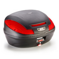 Givi E470N Simply III 47L Monolock Top Case Black Embossed w/Smoked Reflectors & Universal Mounting Plate