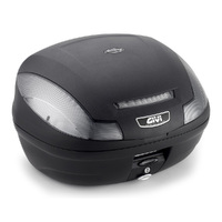 Givi E470NT Simply III 47L Monolock Top Case Black Embossed w/Smoked Reflectors & Universal Mounting Plate