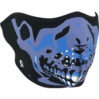 Zanheadgear Half Face Neoprene Mask Blue Chrome Skull