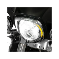 Ciro3D CIR-45205 Fang LED Headlight Bezel w/Amber Turn Signals & White Running Lights Chrome for Touring 14-23