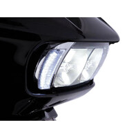 Ciro3D CIR-45250 Fang LED Headlight Bezel Vent Inserts w/Amber & White LEDs Chrome for Road Glide 15-23