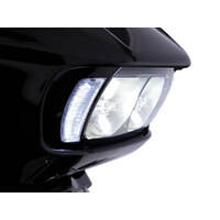 Ciro3D CIR-45251 Fang LED Headlight Bezel Vent Inserts w/Amber & White LEDs Black for Road Glide 15-23