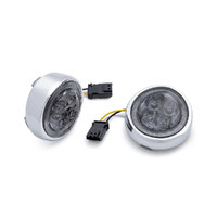 Ciro3D CIR-45603 Fang LED Front Turn Signal Inserts Chrome w/Amber Turn/White Run & Smoke Lenses for CVO Touring 16-Up Models