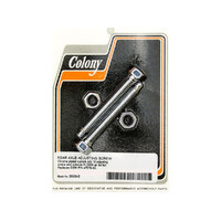 Colony Machine CM-2023-2 Rear Axle Adjusting Kit w/Dome Adjuster Bolts & Nuts Chrome for Softail 00-07