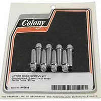 Colony Machine CM-8708-8 12 Point Style Head Tappet Base Bolts Chrome for Big Twin 76-99