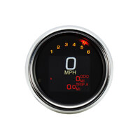Dakota Digital DAK-MLX-3000 3-3/8" Round KPH Speedometer w/Tachometer Chrome for Dyna/Sportster 94-03