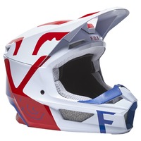 Fox V1 Skew White/Blue/Red Helmet