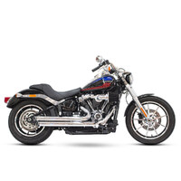 Freedom Performance Exhaust FPE-HD00742 Independence Staggered Slash Exhaust System Chrome w/Black End Caps for Softail 18-Up