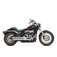 Freedom Performance Exhaust FPE-HD00747 Independence Staggered Exhaust System Chrome w/Black End Caps for Softail 18-Up