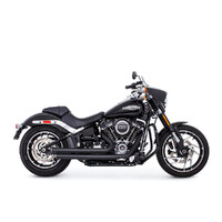 Freedom Performance Exhaust FPE-HD00748 Independence Staggered Exhaust System Black w/Black End Caps for Softail 18-Up