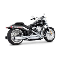 Freedom Performance FPE-HD01316 4.5" Two-Step True Dual Exhaust Chrome w/Contrast Cut Black End Caps for Softail Breakout/Fatboy 18-Up w/240 Tyre
