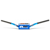 Neken Radical Design Handlebar 85cc High (Conical Design/Length 754mm/Height 139mm/Sweep 72mm) Blue/White w/Light Blue Pad
