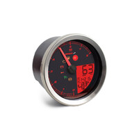 Koso KOS-BA051201 3-3/8" Round Speedometer w/Tachometer Silver for Dyna 04-11/Sportster 04-13/Rocker 08-10