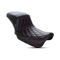 LePera Seats LP-LK-591DDR Kickflip Dual Seat w/Red Double Diamond Stitch for Dyna 06-17