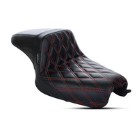 LePera Seats LP-LK-596DDR Kickflip Dual Seat w/Red Double Diamond Stitch for Sportster 04-06 & 10-Up Models w/either 3.3 or 4.5 Gallon Tank