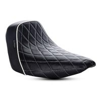LePera Seats LP-LYR-007DMWTP Bare Bones Solo Seat w/White Diamond Stitch Piping for Sport Glide/Low Rider 18-Up/Low Rider S 20-Up