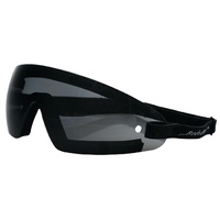 SUNGLASSES BOBSTER EYEWEAR BLACK WITH SMOKED LENS SUIT ALL MOTORCYCLE RIDERS