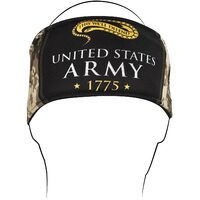 Zanheadgear Headband Army Camo Logo Nylon/Terry Cloth Lined 35" Long
