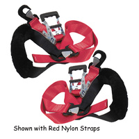 2"WIDE RATCHET TIE DOWNS, RED W/SECURE HOOKS & SHEEPSKIN SOFT-TIES,87"LONG 32581-S(RED)