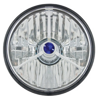 Adjure T50100 Smooth Clear Lens 5-3/4 Diamond Cut Ice Motorcycle Headlight with H4 Bulb 