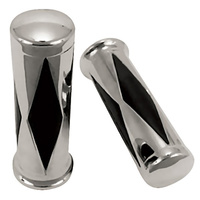 V-Factor 42090 Chrome Diamond Style Handgrips Fits Big Twin / Twin Cam Softail Dyna with TBW Fly-By-Wire Models