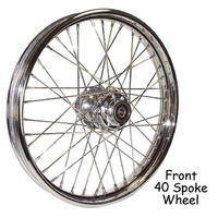 V-Factor 51701 Chrome Front 40 Spoke 21" x 2.15 w/3/4" Bearing Tubeless Fits Softail Fxst & Dyna Fxdwg 1984-99