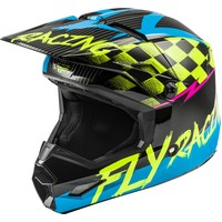 FLY Racing Kinetic Youth Helmet Scan Blue/Hi-Vis/Pink