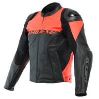 Dainese Racing 4 Black/Fluro Red Perforated Leather Jacket