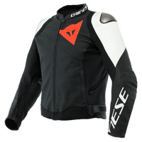 Dainese Sportiva Matte Black/Matte Black/White Leather Jacket