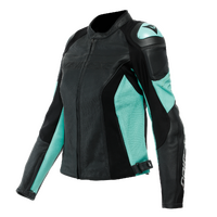 Dainese Racing 4 Lady Black/Aqua Green Perforated Womens Leather Jacket