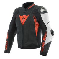 Dainese Super Speed 4 Perforated Matte Black/White/Fluro Red Leather Jacket