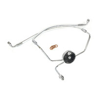 Magnum Shielding MS-37005 Sterling Chromite Lower Front Brake Line w/T-Piece for Touring 84-07 w/Dual Front Calipers
