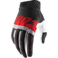 100% Ridefit Steel Grey/Red Gloves