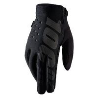 100% Brisker Black/Grey Youth Gloves